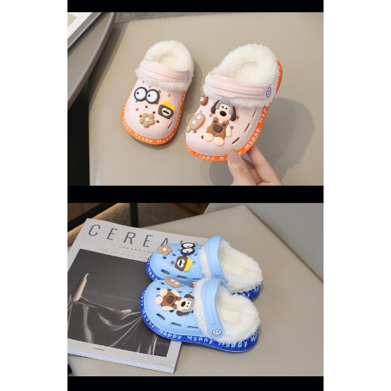 Odnímatelné, Dětské boty s roztomilým zimním teplem a plyšovými, hřejivými bavlněnými botami, bavlněné pantofle
