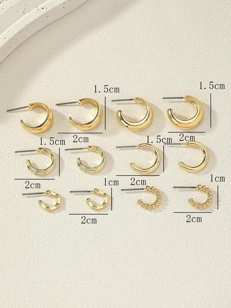 6 Paar Geometrische Form Kreativ, Modisch & Minimalistisch Tägliches Tragen Exquisite Kleine Ohrringe Für Frauen. Geeignet für den täglichen Gebrauch von Frauen