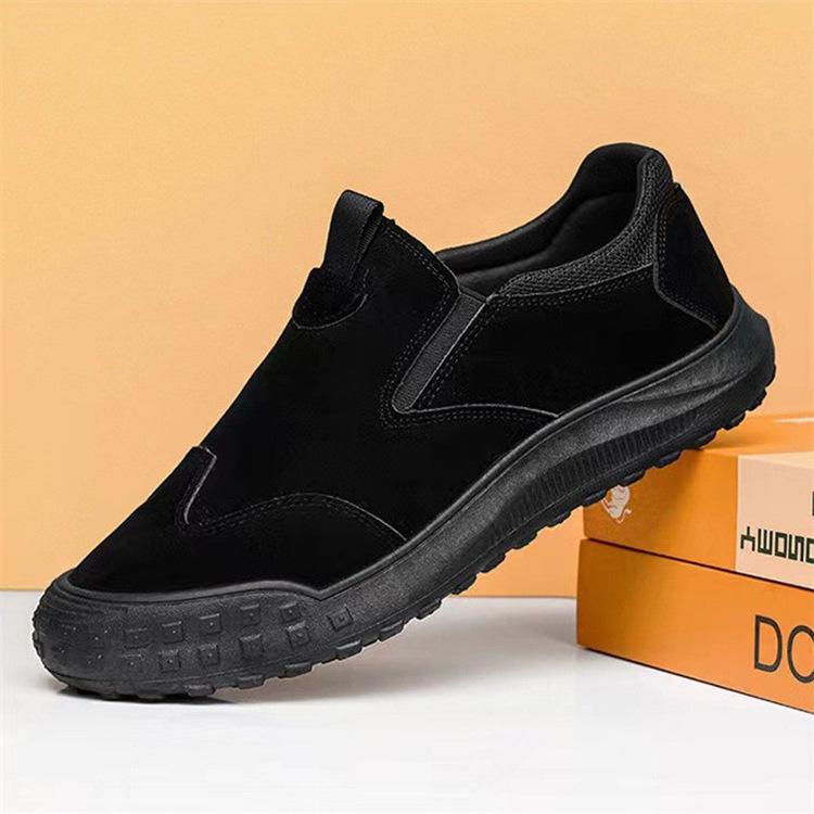2025 Autumn New Casual Men's Shoes One-pedal Shoes Leather Surface Breathable Versatile Soft Sole Lazy Shoes Light Work Shoes