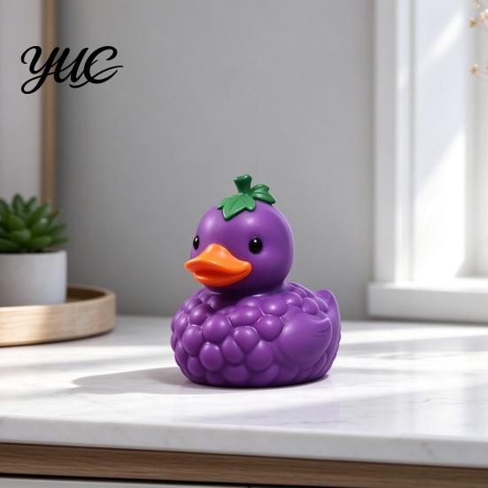 Desktop Stress Toys for Coworkers Grape Duck Squishy Toy, Slow Rebound Relief Squeeze Cute Fruit Desk Decorations Office Fidget Large Size Soft