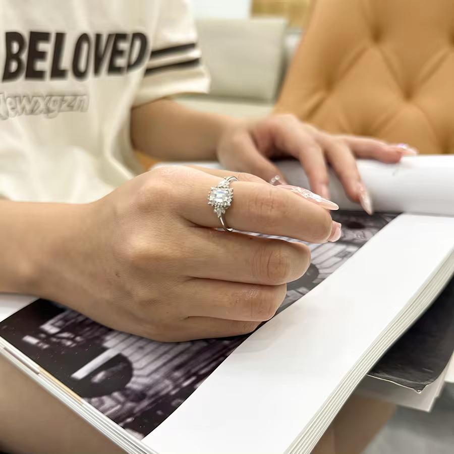 Moissanit D Farbe Edelstein Ehering Verlobungsring 100% 925 Sterling Silber VVS Echter edler Schmuck