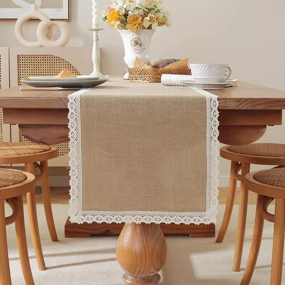 Jute Burlap Table Runner Macrame Edges Machine Wash or Brush Macrame Table Runner Family Dinners