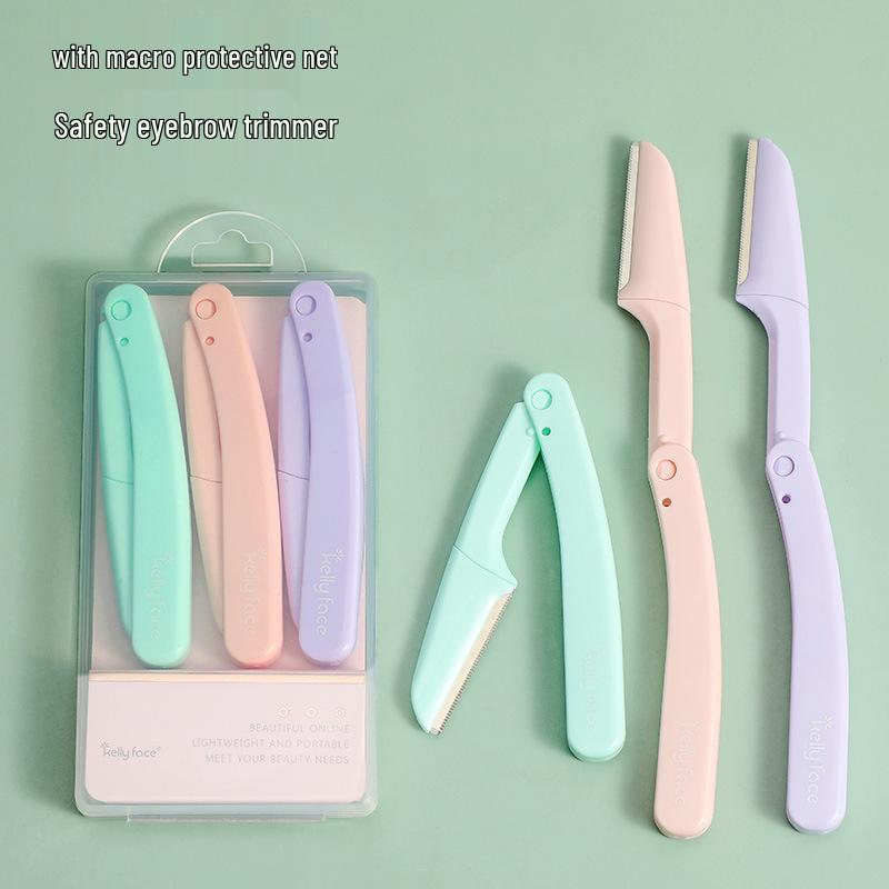 KELLY FACE Eyebrow Trimmer Set: Safety Folding Razors for Shaping & Makeup (3 Pieces).
