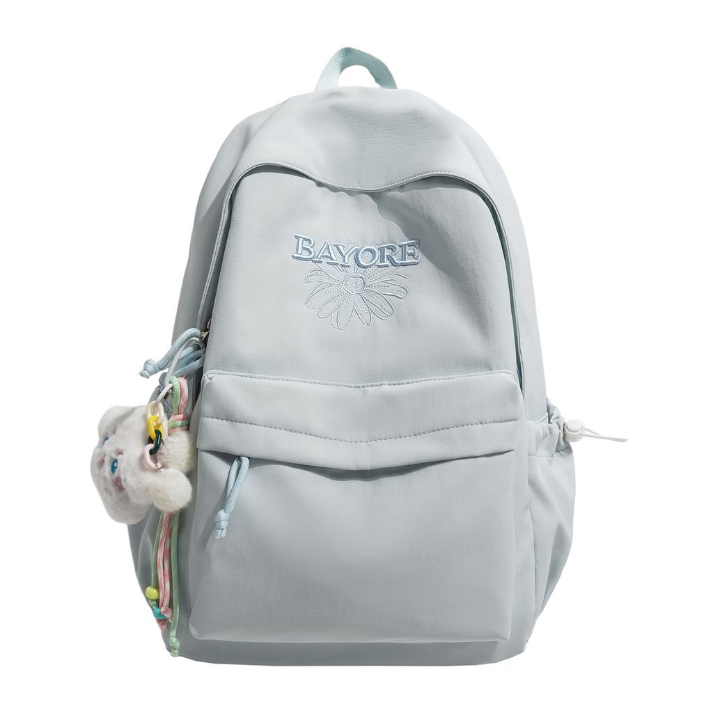 Schoolbag Junior and High School Student Schoolbag Korean Version Simple Embroidered Backpack College Style High Value Women's Bag Versatile Light