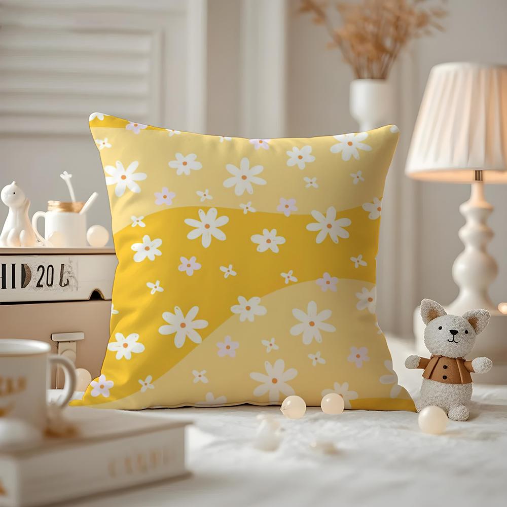 Romantisches Gänseblümchen-Frühlingskissenbezugmuster Bedruckter Kissenbezug für Wohnzimmersofa Kissenbezug & Schlafzimmerdeko