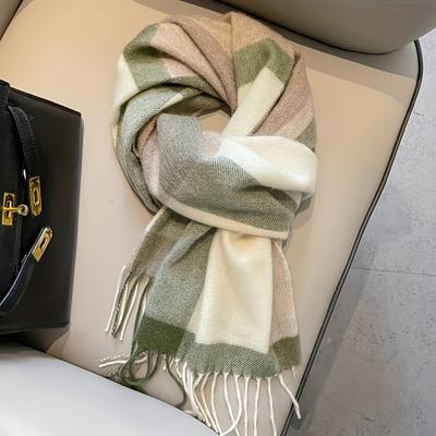 British Classic Australian Scarf - Vintage Striped Winter Warmth Windproof  Scarf for Men and Women,Tassel Edges, Soft Texture