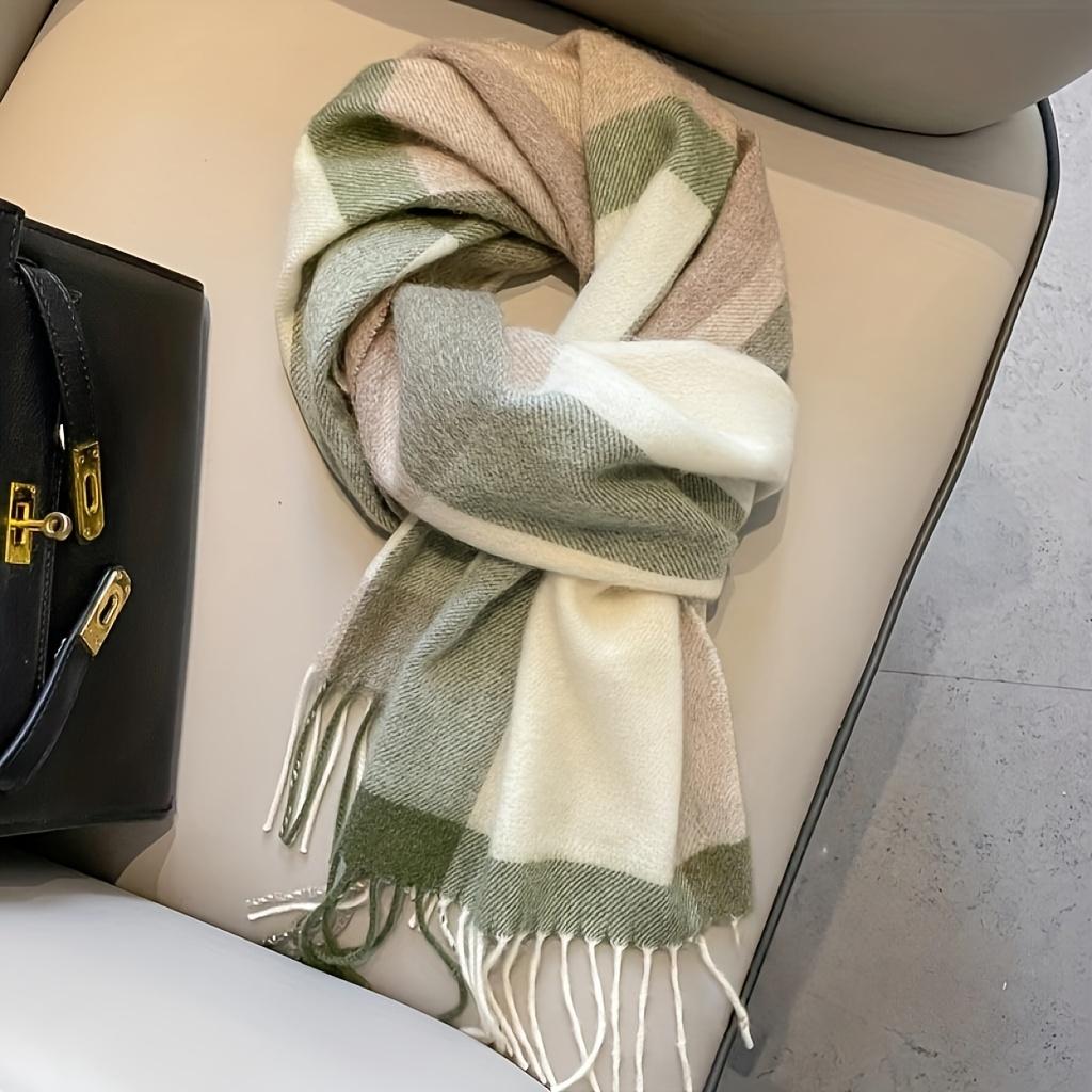 British Classic Australian Scarf - Vintage Striped Winter Warmth Windproof  Scarf for Men and Women,Tassel Edges, Soft Texture