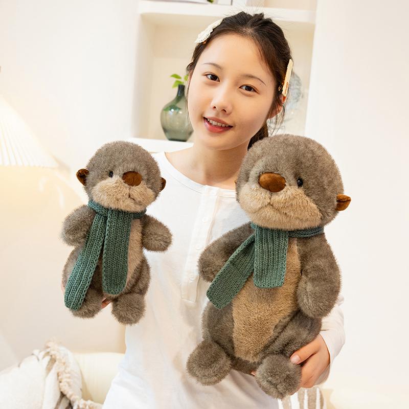 New 26/40cm Simulation Scarf Otter Animals Soft Dolls Throw Pillow Toys Office Home Decor Funny Baby Birthday Christmas Gifts