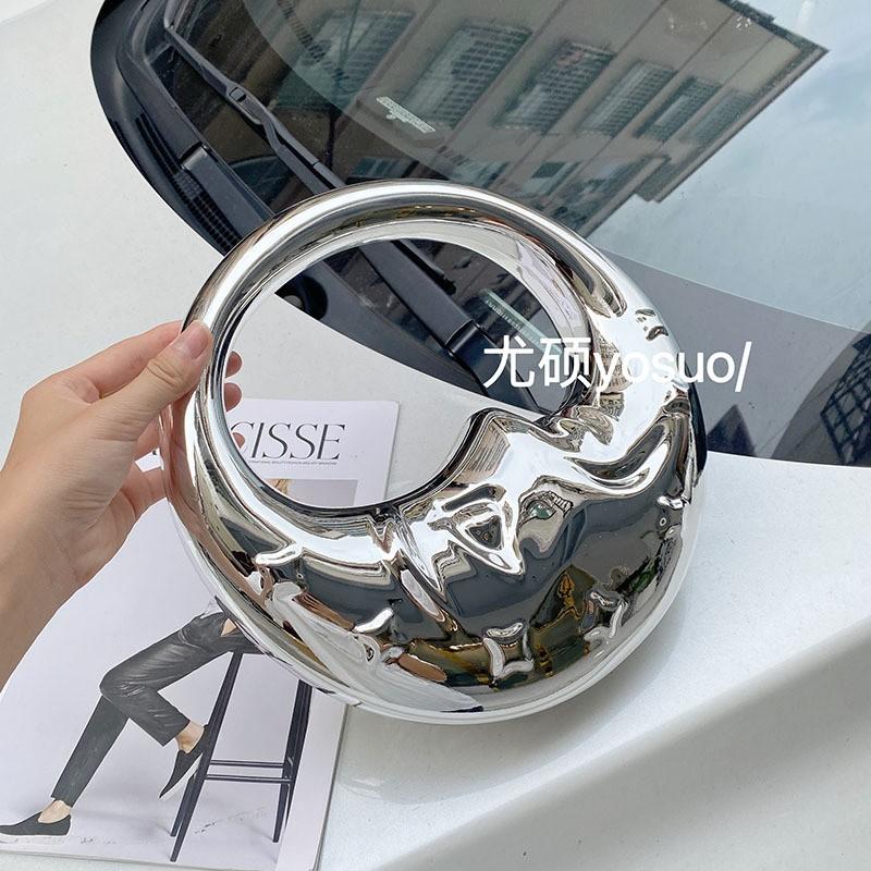 Acrylic Moon Shape Handbag Women Minimalist Chain Shoulder Bag Small Rigid Box Purse With Lock
