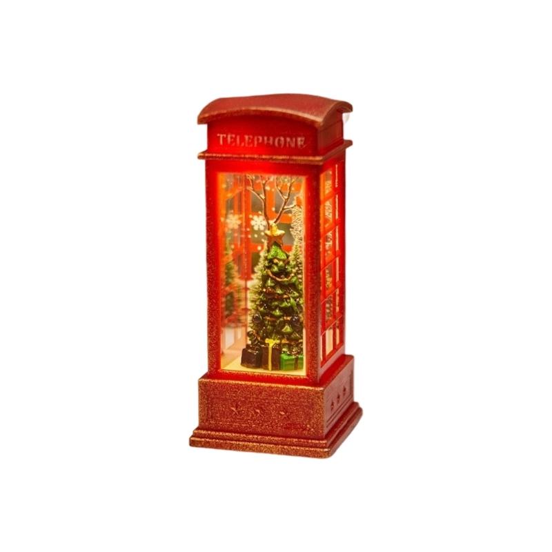 

Portable Snowflake Telephone Booth Ornament With Clear Crystals Designs for Indoor Festival Decoration красный