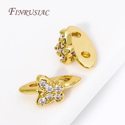 18K Gold Plated Brass with Zircon 2 Holes Beads Separators,Butterfly/Star Shape Spacer Bars,DIY Jewelry Making Supplies