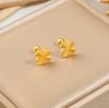 Elegant Stainless Steel Four-Leaf Clover Stud Earrings for Women - Titanium Steel Ear Bone Studs, Comfortable for Sleeping, Small and Chic Design.
