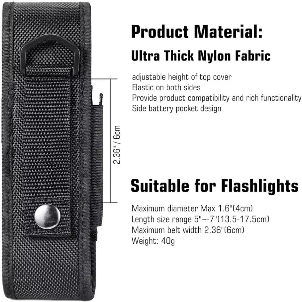 Nylon LED Torch Pouch Hook and Loop Closure Nylon Torch Cover Camping Accessories