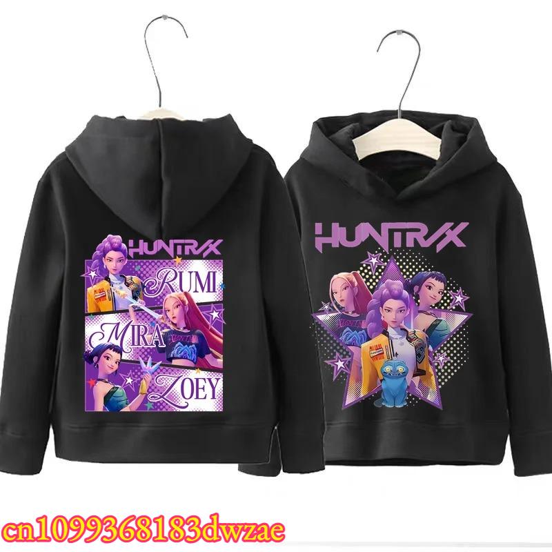 KPop Demon Hunters Front Back Print Boys Girls Hooded Sweatshirt Children's Fall Winter Casual Fashion Warm Pullover Sweatshirt