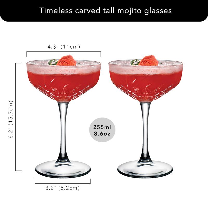 Martini Glass Carving Glasses Premium Coupe Goblets Set of 2 - Gin, Wine, Cocktail, Mojito Glasses Drinking Champagne Cups