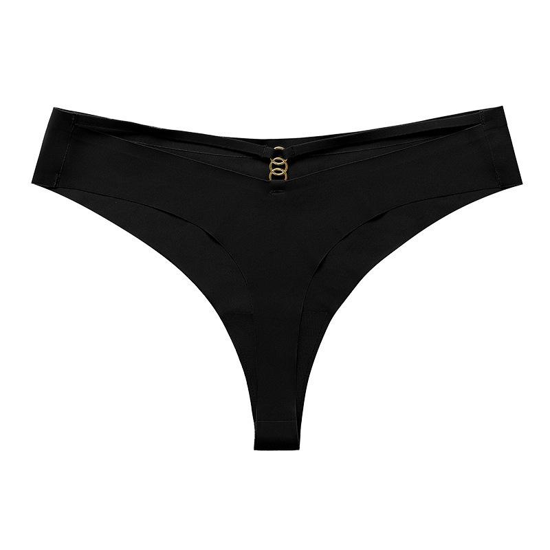 Seamless Ice Silk Thong Yoga Underwear, Plus Size, T-Back with Metal Ring