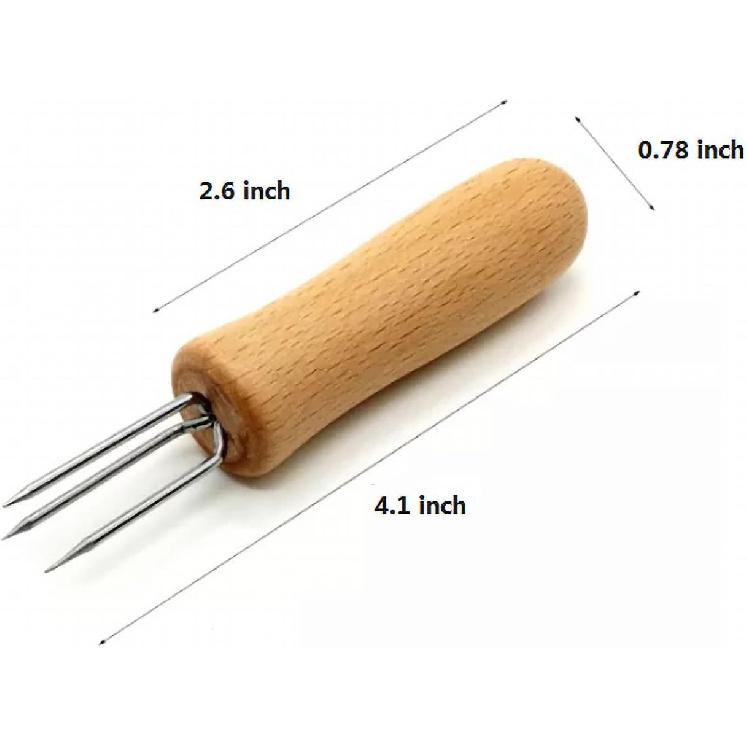 Corn Holders Stainless Steel with Wood Handle, Corn On The Cob Holders Fruit Forks for Home Cooking and BBQ, Cooking, Picnics, Parties and Camping,
