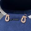 Liu Yifei Horseshoe Buckle Earrings Women'S U-Shaped 18K Gold-Plated Diamond Niche Earrings Versatile Temperament Premium Earrings