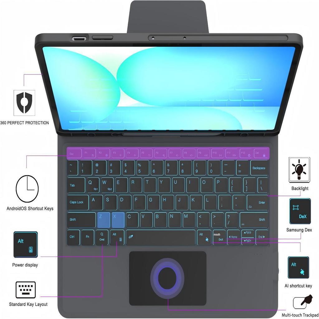 Samsung Tab S10 FE+ AI Bluetooth Keyboard Protective Case 13.1