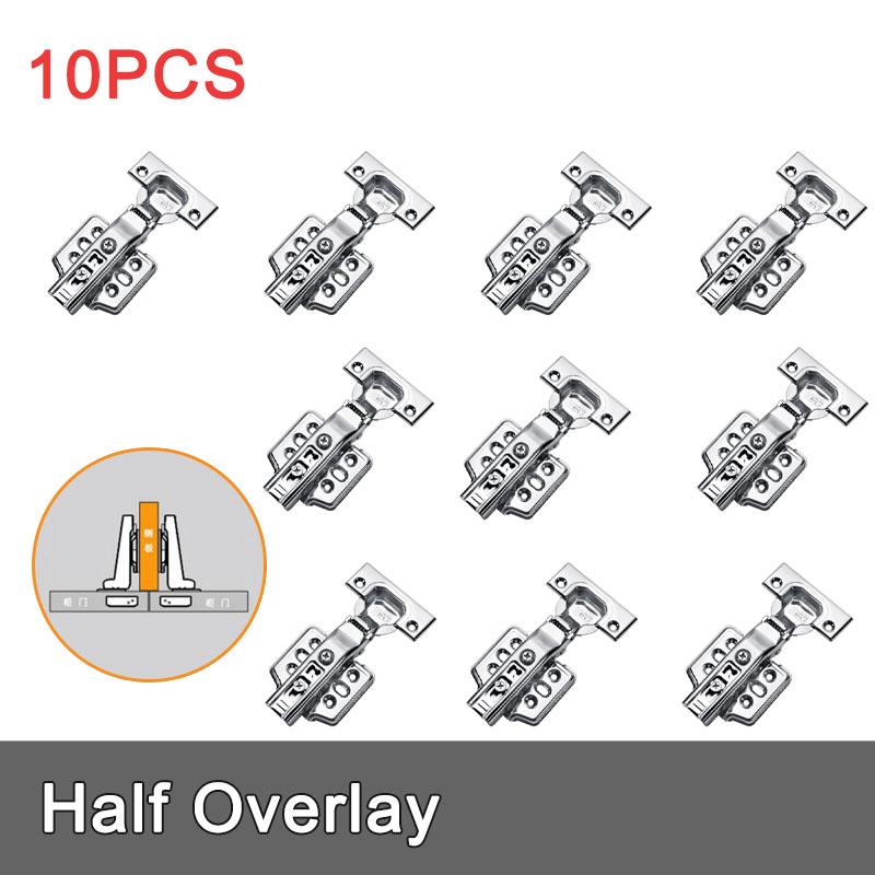 2/10PCS Stainless Steel Cabinet Hinges Soft Closing Hydraulic Door Hinge Damper Concealed Hinges with Screws