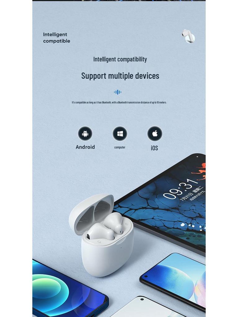 Biaz Bluetooth 5.3 Half-in-Ear Wireless Earphones Compatible with 13/12/11 Pro D51