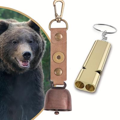 [Loud Bear Bells] Loud Bear Bells with Whistle Set | Magnetic Silencer for Hiking/Fishing/Boating/Camping/Climbing - Emergency Whistle