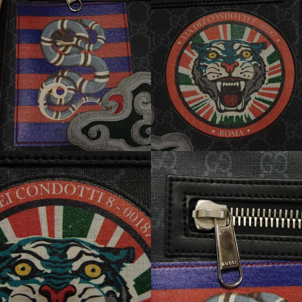 Used GG Supreme Messenger Bag 9539 474137 9F23N 8850 7921 Logo Applique Web Embroidery Black Men's from Japan AUTHENTIC