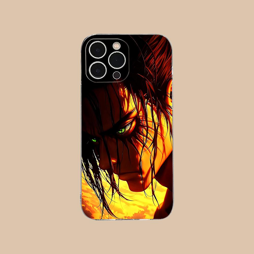 AOT Eren Yeager Clear TPU Mobile Case for iPhone 17 16 15 14 13 12 11 X XR XS Air Pro Max Plus Mini Colorful Cover