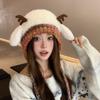 New Fur Deer Storage Hat Ear Protection Windproof Festival Christmas Antler Hat 2 In 1 Warm Knitted Deer Antler Hat Outdoor