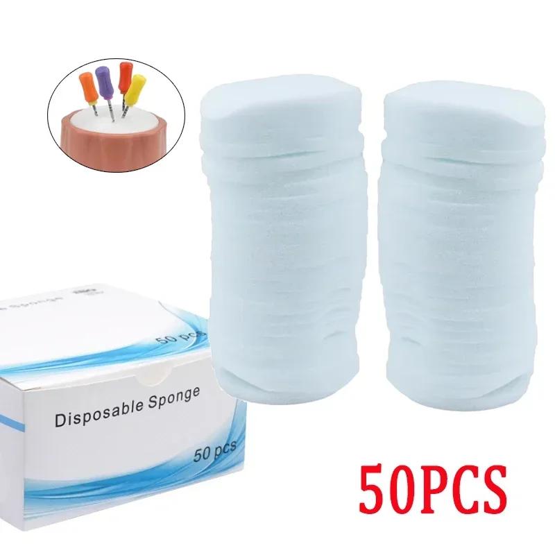 50Pcs/box Disposable Clean Sponge Pad Soft Dental Endo Files Cleaning Foam Stand Replacement Foam Teeth Whitening Tools