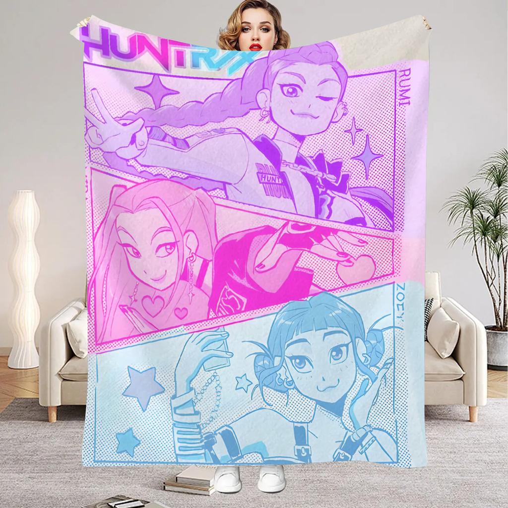 K-Pop Demon Hunters Blanket Girls Boys Plush Throw Blanket Novelty Warm Blanket All Season Gift