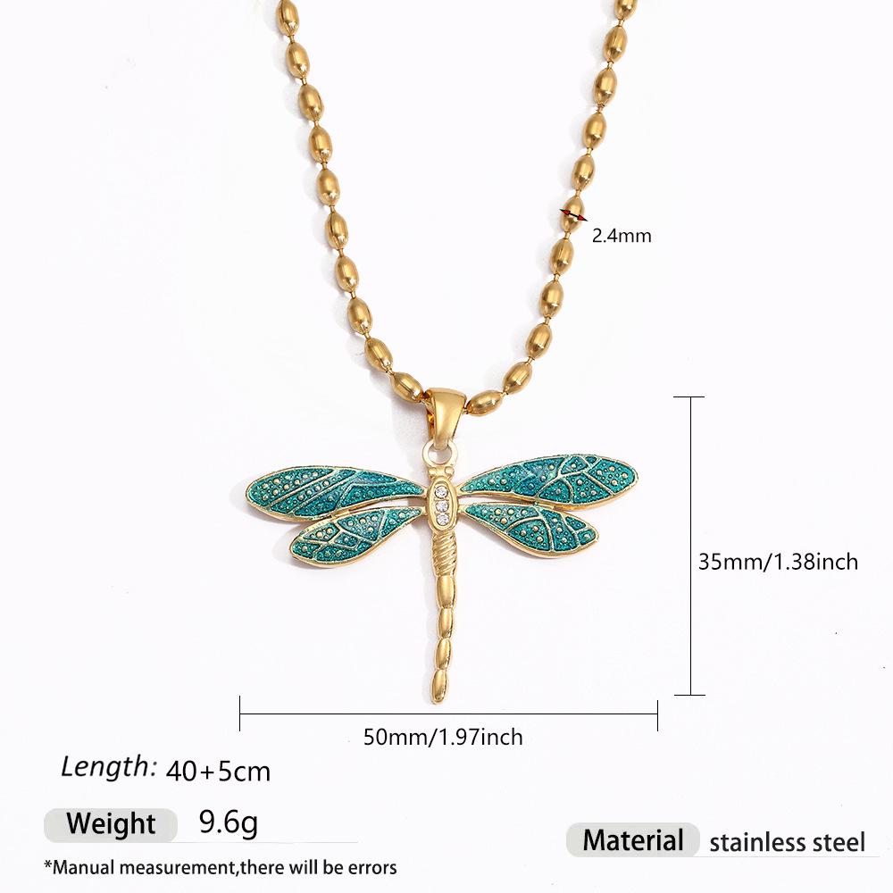 High-End Titanium Steel Dragonfly Pendant Necklace - Colorfast  Antioxidant