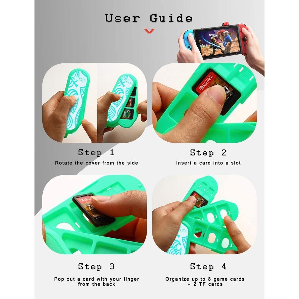 Game Card Case, Deformable Expandable Game Card Holder, Creative Game Card Storage Box,Switch Game Card Organizer with 8 NS Card Slots 2 TF Card Slots