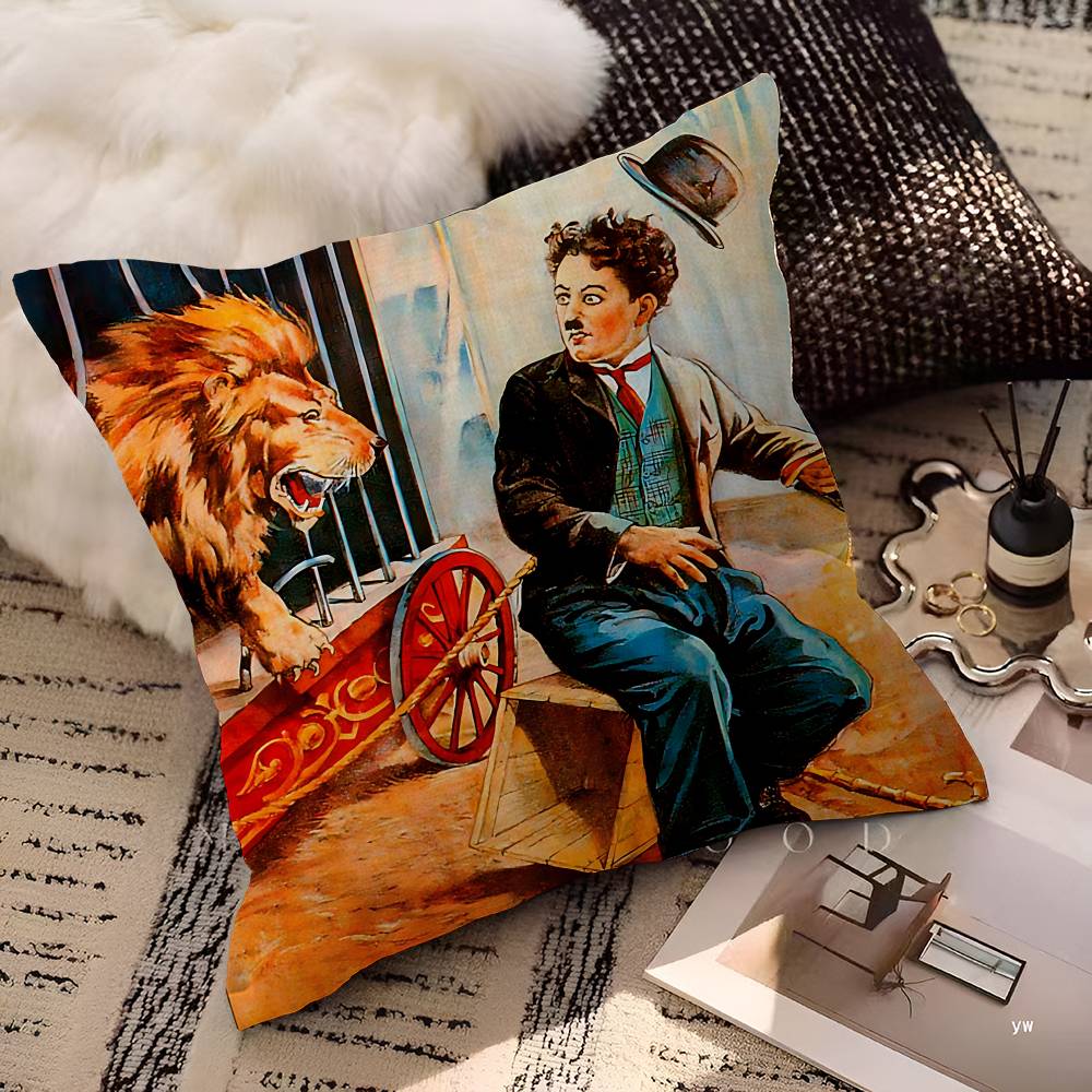 Klassische Stille Stern C-Chaplin Kissenbezug Polyester Sofakissen Dekorative Wurfkissen Heimdekoration Kissenbezug