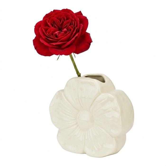 Vase fleur en porcelaine 19 x 22 cm blanc