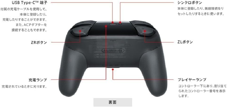 Refurbished Nintendo Genuine Nintendo Switch Pro Controller, Switch 2 Compatible, Black, HAC-A-FSSKA, Approx. 246g