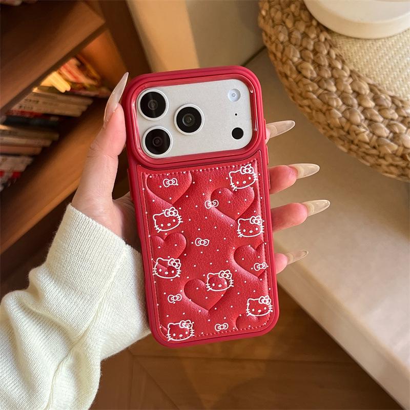 

High-End New Year Red Polka Dot Striped Kitty iPhone 17/16/15/14 Pro Max Case iPhone 16 Pro