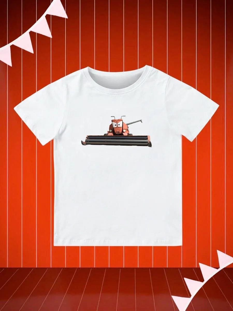 Round Neck Printed Pattern Pullover Short Sleeve Kids Tops Frank 110