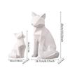 Geometric Fox Sculpture Animal Statues Simple White Abstract Ornaments Modern Home Decorations Interior Ornaments
