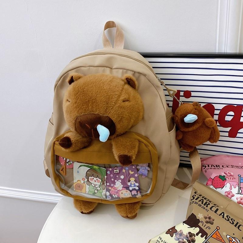 Ins Creative Cute Kapibara Doll Pain Bag Cartoon Capybara Backpack Bag Girl Student Bag