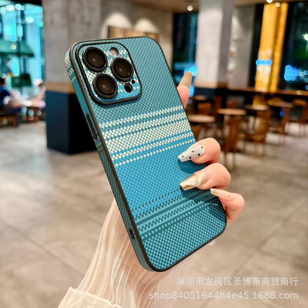 Applicable To iPhone17 Mobile Phone Case Texture Carbon Fiber Pattern with Its Own Lens Film iPhone16 Anti-drop Hard Protective Case