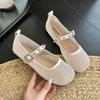 French Flat-bottomed Soft-soled Comfortable Beanie Shoes Women's 2025 Fashion New Mesh-like Soft-soled Versatile Mary Jane Shoes