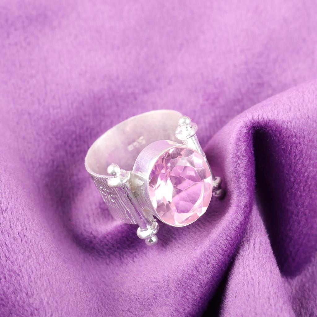 Natural Morganite Gemstone 925 Sterling Silver Jewelry Handcrafted Ring For Gift RR-22-14