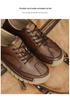 2025 Autumn Men's Breathable Leather Moccasins: Soft Sole, Hand-stitched, Low-top, Lace-up Casual Driving Shoes
