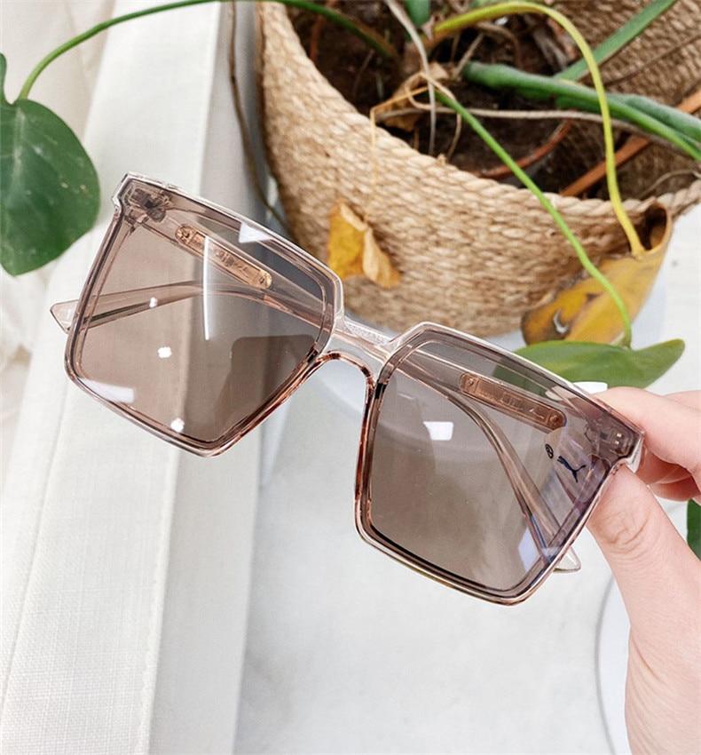 Neue Vintage Quadrat Übergroße Sonnenbrille Frauen Männer Marke Designer Transparent Gradienten Sonnenbrille Großen Rahmen Brillen UV400