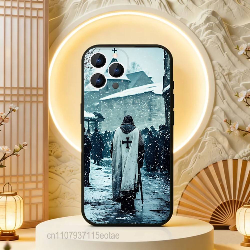 Crusaders Templar Knight art Black Soft Case For iPhone 17 13 14 15 11 16 12 Pro Max Pro Max Plus E Air Mini Phone Cover Shell