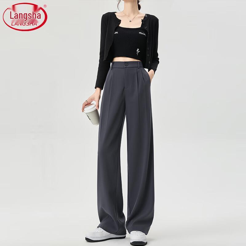 Langsha Women's High-Waist Drapey Wide-Leg Suit Pants