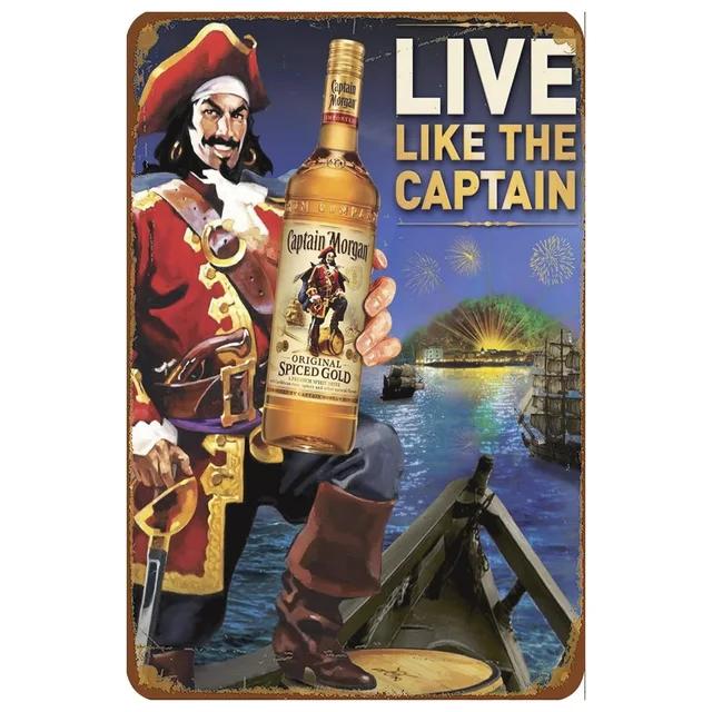 Vintage Captain Morgan Metallschild Retro Wanddeko für Bar Man Cave Garage Eisen Poster Plakette xcm
