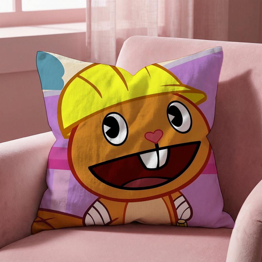 N-Nutty H-Happy Tree F-Friends Cushion Cover Multi-Scene Pillow Cover for Home & Car - Reversible, Soft & Durable for Daily Use