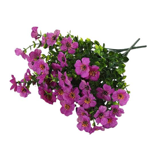 

7 Stems Artificial Violets Flowers Faux Silk Violets Bouquet UV Resistant Outdoor Fake Bloom for Vase Home Garden Wedding Decor